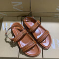Zar summer new arrivals: women's brown casual travel sandals - chunky heel, versatile thong sandals