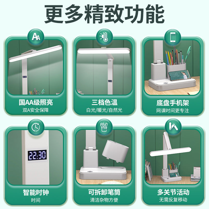 Wholesale led folding desk lamp - student study, eye protection, dorm room, kids' bedside, rechargeable, timer, reading night light
