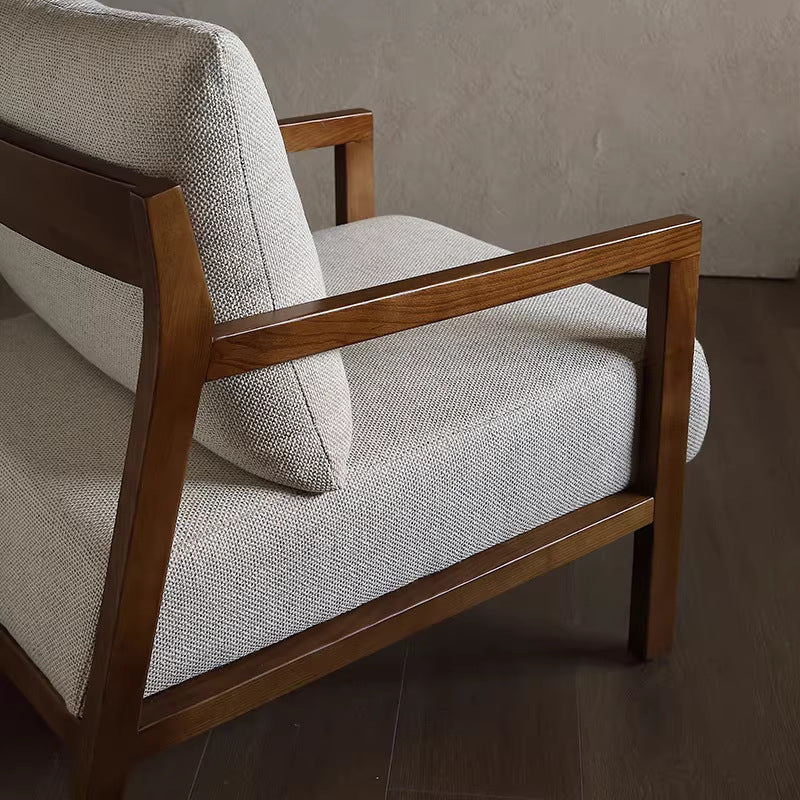 Nordic single sofa chair modern living room tech fabric leisure chair designer chair balcony japanese style solid wood sofa