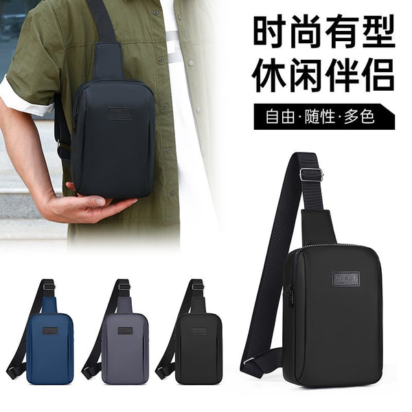 New multi-layer mobile phone messenger bag large capacity solid color simple texture shoulder bag trendy fashion versatile men's breast bag