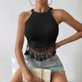 women's spring/summer new arrivals: elegant tassel tank top - cropped, slim-fit, and figure-flattering