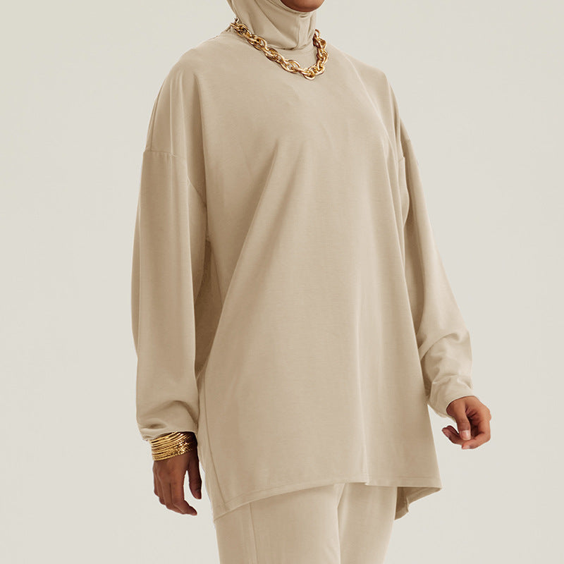 fashionin stock  new arrival middle east women's topslooseoutwearfashionlong sleeves t-shirt
