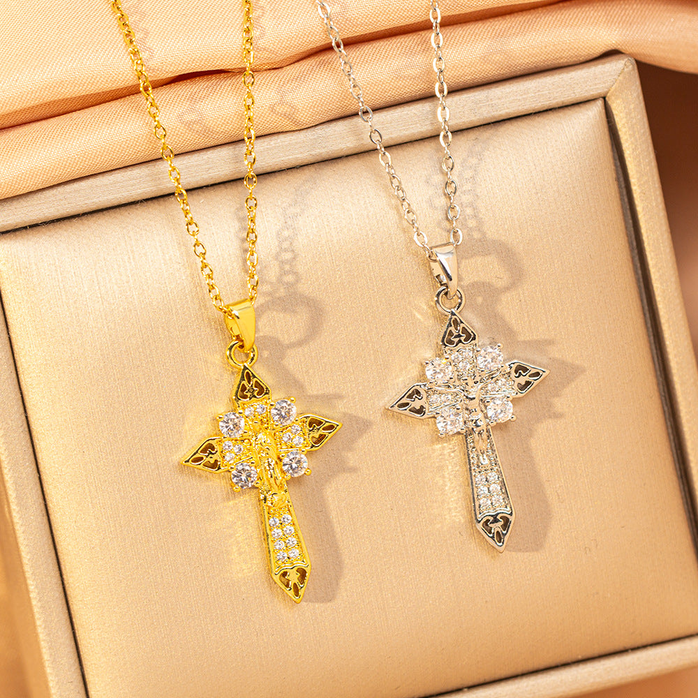 [titanium steel] cross-border fashion best-selling cross necklace for women, accessible luxury, stylish, high-end, versatile clavicle chain accessories