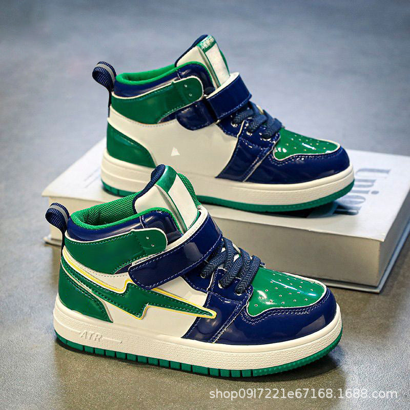 Boys' shoes spring and autumn 2025 new children's sports shoes breathable leather surface girls fashion board shoes trendy and lightweight