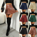 Pu pleated mini skirt - sexy club style women's skirt - cross-border women's fashion -  & independent store hot seller