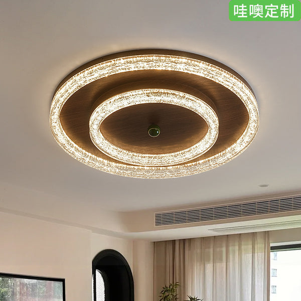 [Wow] Medieval cream wind bedroom ceiling light walnut color advanced sense round study master bedroom lamp
