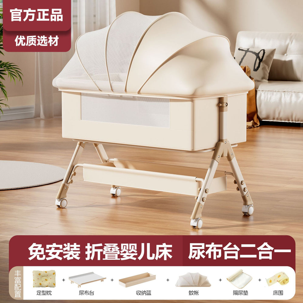 Baby crib - portable, foldable, multi-functional bassinet - convertible to full-sized bed for newborns