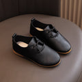 new autumn collection: low-top leather shoes for boys and girls - princess style, new british-inspired lace-up flats, baby black leather shoes