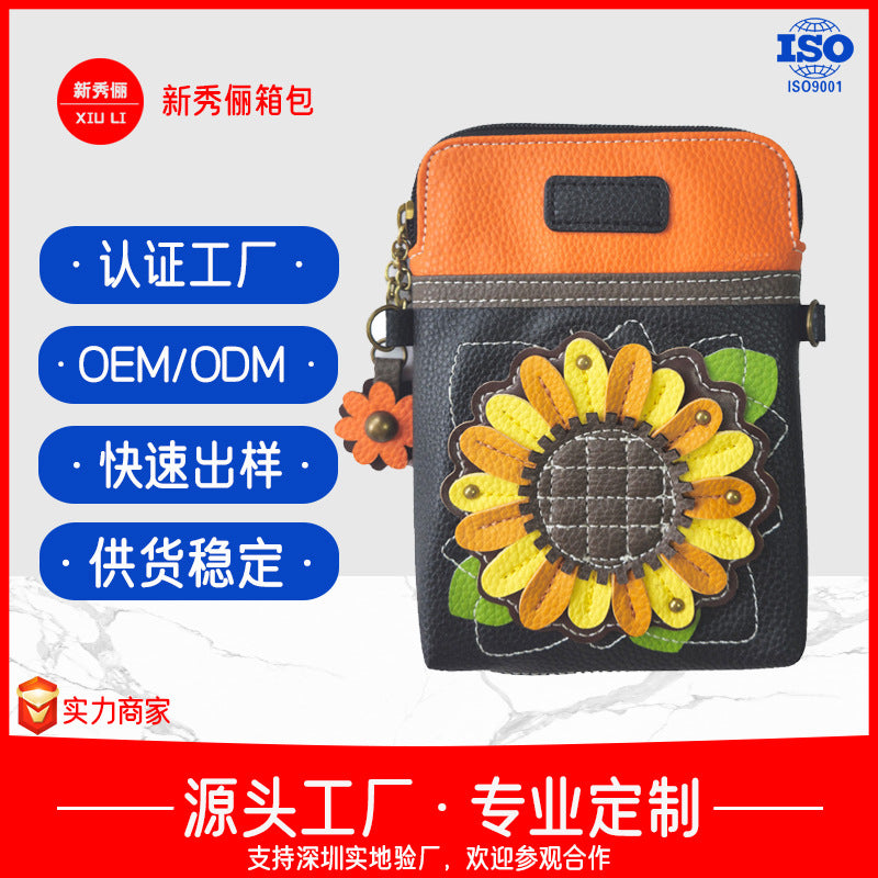 Cross-border hot-selling sunflower women's bags custom retro style flower handbags fashionable versatile messenger bags