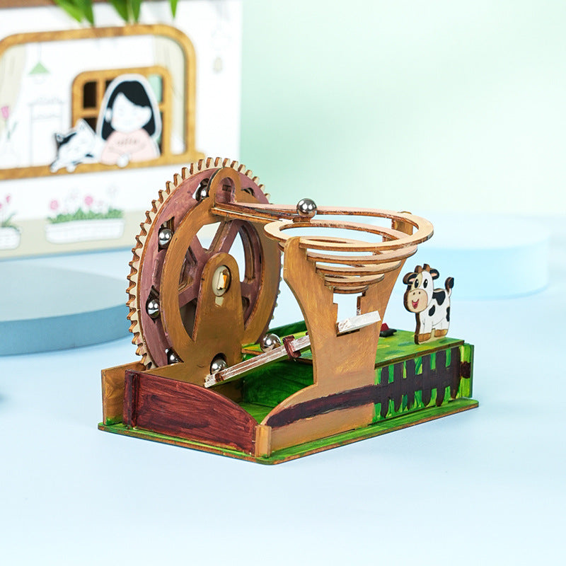 Electric ball slide, children's handmade DIY technology small production small invention, student puzzle wooden assembly teaching aids