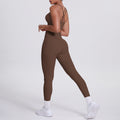 Fashion cross-border nude brushed cross back bra casual sports hip lifting pants fitness yoga clothes two-piece set