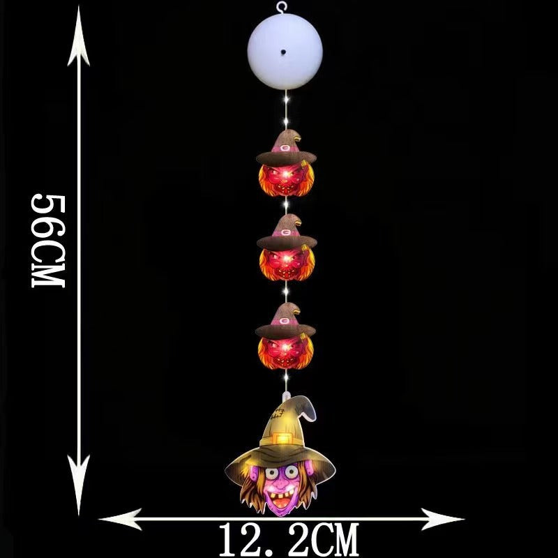 New Halloween suction cup hanging light led ghost festival window light pumpkin spider ghost battery box suction cup lights string