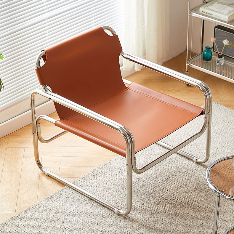 Used designer saddle leather casual chair living room balcony light luxury backrest recliner minimalist modern single sofa chair
