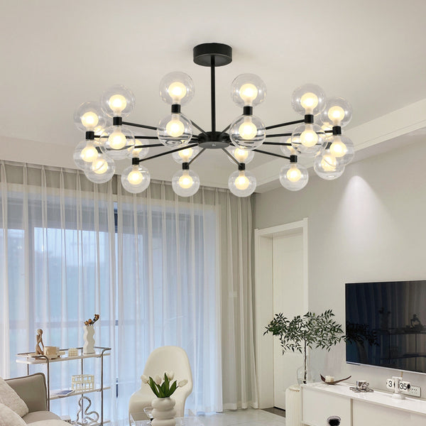 Nordic personality living room magic bean chandelier American simple study eye protection light modern simple bedroom glass ball chandelier