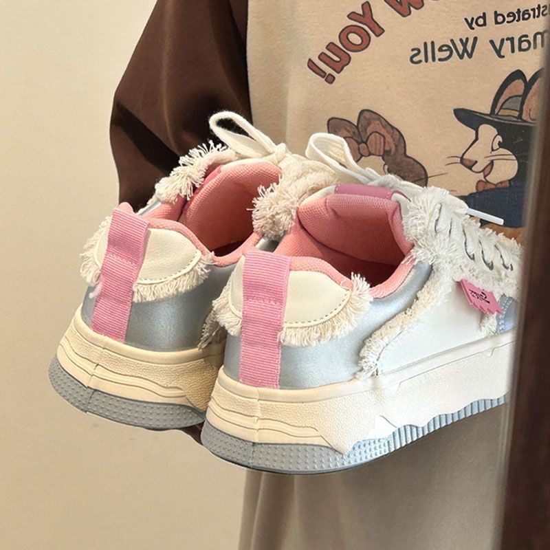 Niche platform white sneakers for women, 2026 new spring/autumn collection, versatile chic student shoes, canvas casual lightweight skate shoes