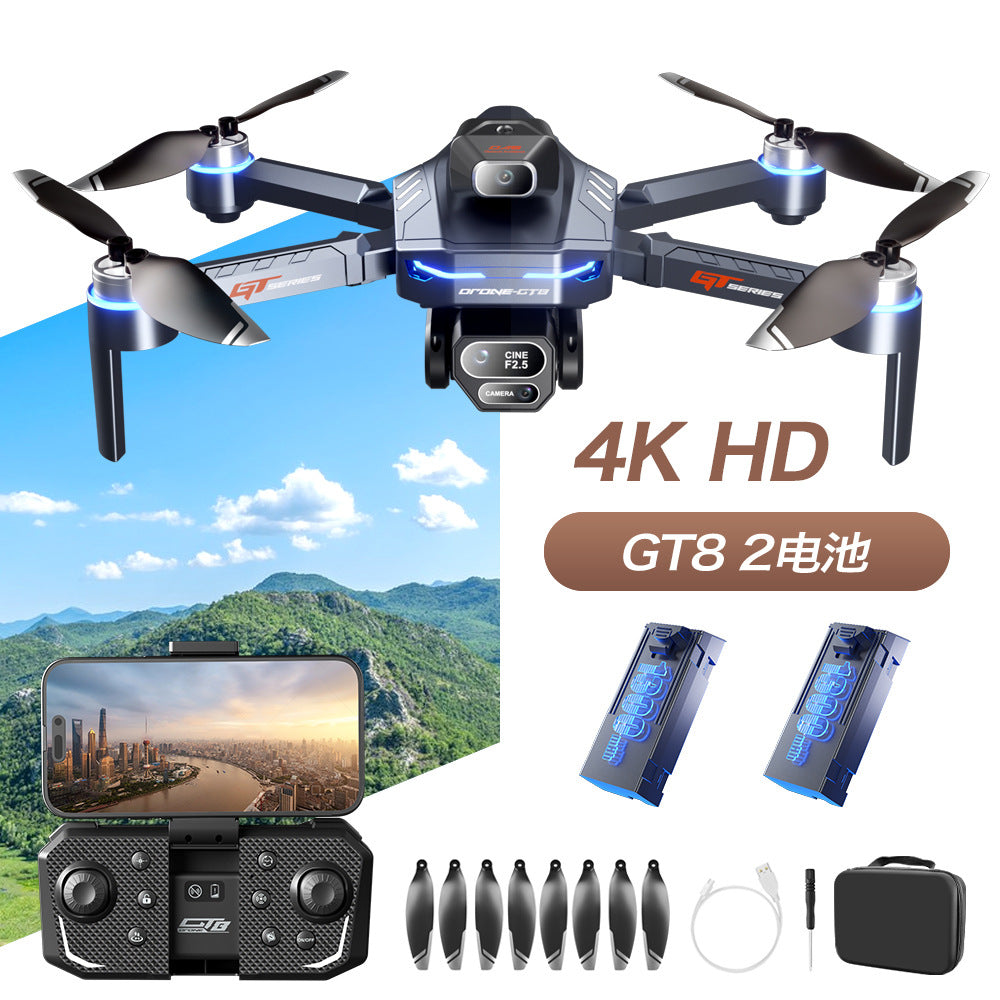 Gt8 brushless drone with triple camera, long-range aerial photography, battery level indicator, and extended flight time remote control aircraft