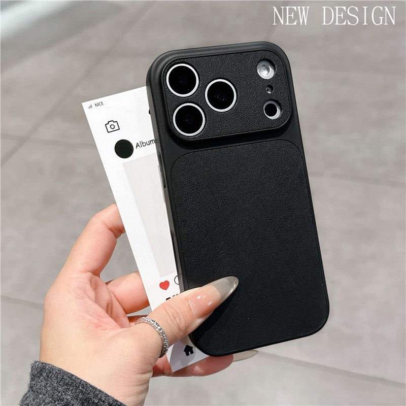 Instantly transform your phone with this minimalist, lambskin-textured iphone 17 pro max case. featuring a large viewing window and drop-proof protection, it's also compatible with iphone 11
