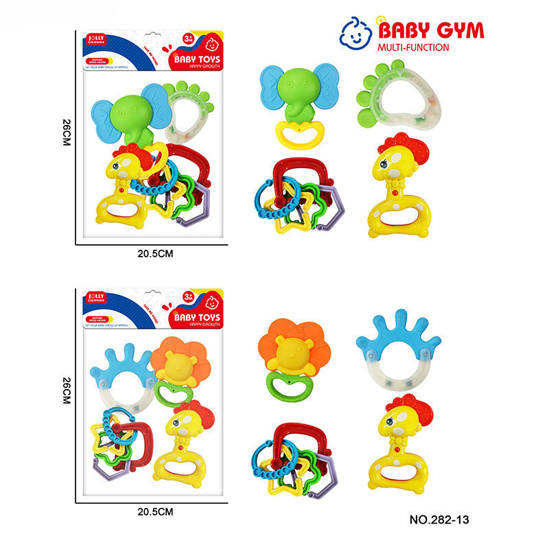 Cross-border export babies 0-12 months can be boiled baby bite glue toothpaste set newborn hand claw rattle bed bell