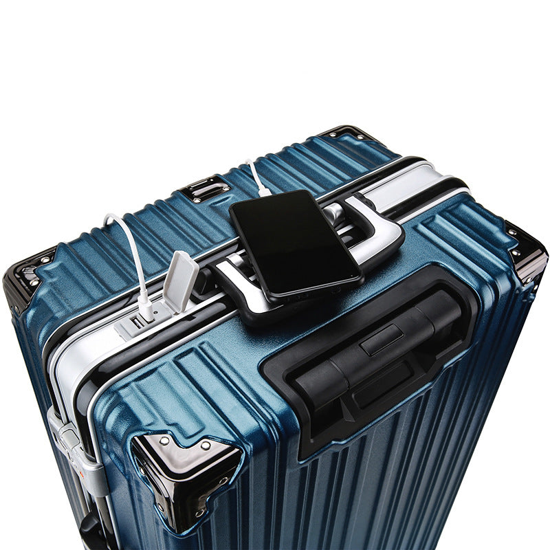 Rod aluminum frame trolley case charging kangaroo suitcase female password universal wheel 24 scratch-proof fashion business travel case