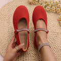 Plus size rhinestone bow mary jane shoes - new autumn  collection - round toe, single strap, flat women's shoes