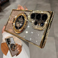 Suitable for samsung s25 protective case s26 edge diamond phone case s24 transparent rhinestone magnetic stand a56 anti-fall glitter powder