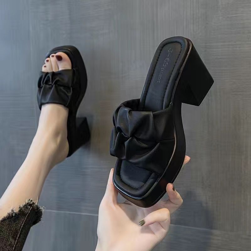 High-heeled slippers for women 2026 summernew arrival open toe thick heel waterproof platform thick soleoutwearplatform shoeseasiest for match one-line sandals