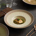 Vintage chic straw hat plate - kiln-fired ceramic, premium dinnerware for restaurants: ideal for main courses, desserts, soups, and culinary photography