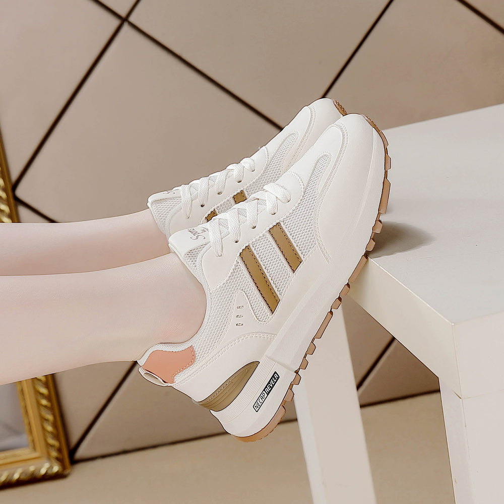 plus size white sneakers for women, 2025 spring new collection, mesh lightweight soft sole athletic shoes, women's breathable shoes
