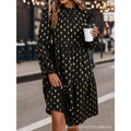 Women's  autumn new arrival v-neck long sleeve printed dot chiffon dress