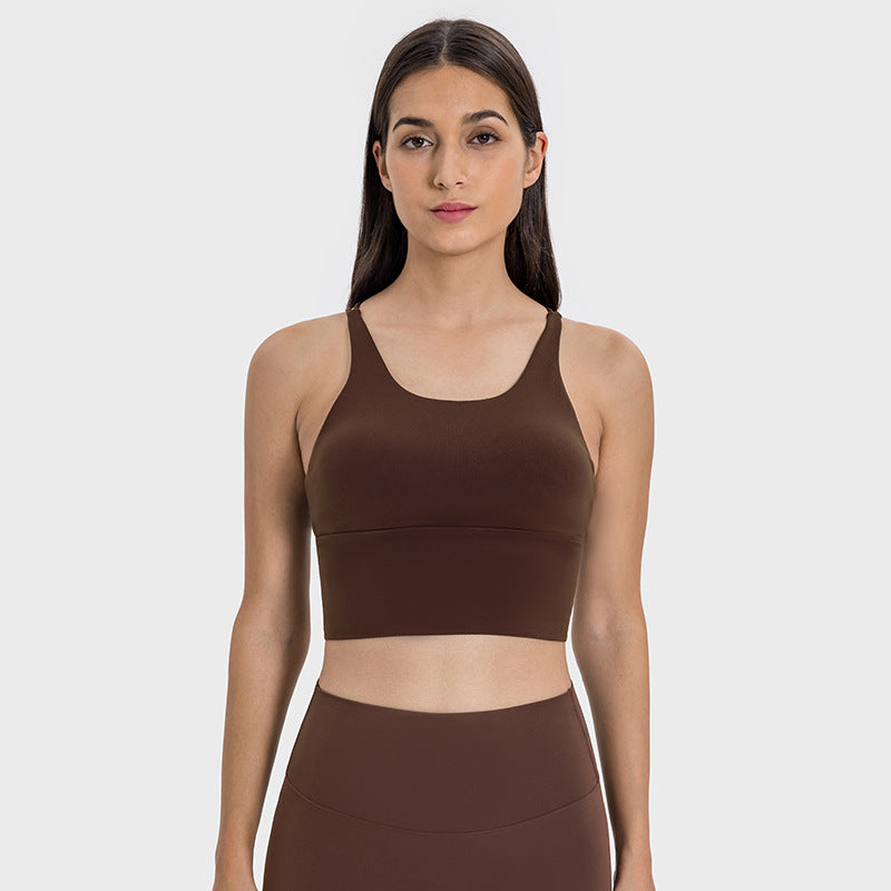 New sports bra - shockproof, sexy open-back, thin strappy tank top - women's yoga bra d19095