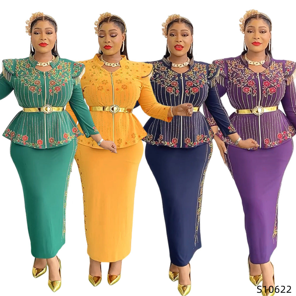 new african plus size women's printed dress set - cross-border fashion two-piece outfit for  (us & europe)