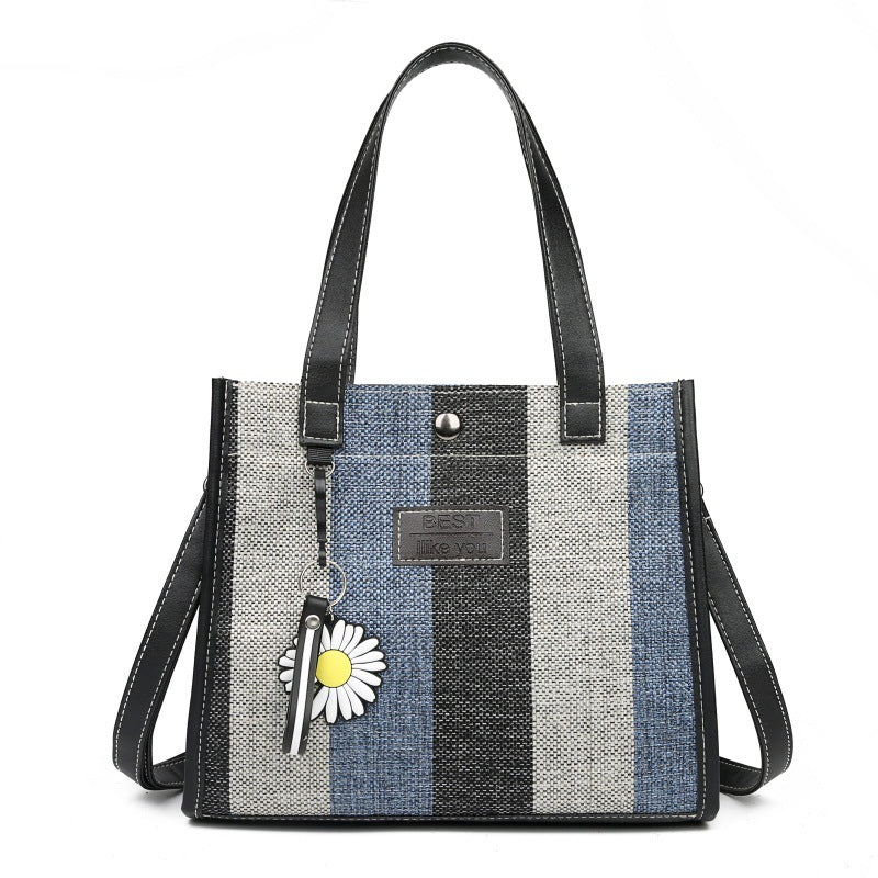 2024 new women's fashion shoulder bag crossbody bag canvas bag color block handbag minimalist versatile tote bag