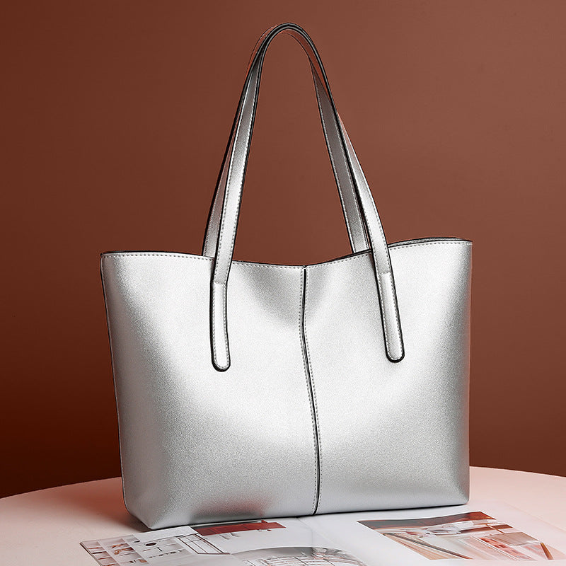 Soft leather shoulder bag texture tote bag retrocasualwork clothing bag large capacity new arrivalexportsatchel bag women's wholesale