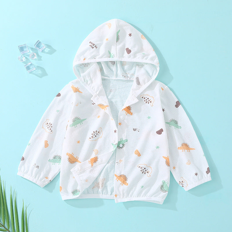Baby sun protection clothing summer thin breathable pure cotton infant air conditioning shirt boys and girls children's sunscreen outerwear