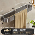 Towel rack without punching bathroom bathroom hanging rack toilet door rear wall hanging rear storage rack towel bar gun gray single pole