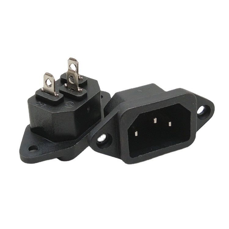 AC power supply three-core, male socket, product socket, with ears, male seat with fixing hole, power socket, iron foot