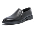 Black leather shoes for men - breathable, korean style, trendy casual business dress shoes, round toe, in stock, young men's footwear
