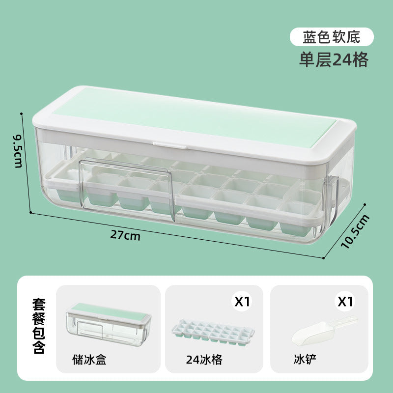 New push-button ice cube tray - easy release, home ice mold, ice storage, ice making box, ice cube maker, silicone ice tray