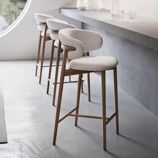 Nordic modern simple light luxury solid wood home high chair bar designer table chair bar ottoman backrest cp