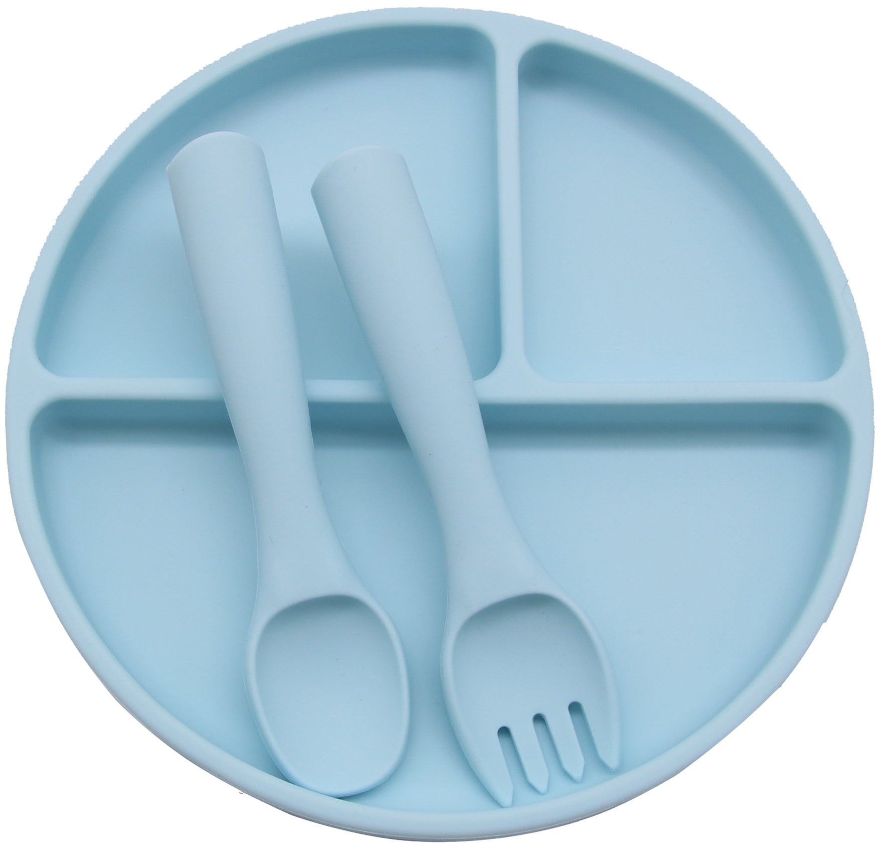 Cross-border hot-selling silicone tableware set Children's cartoon dinner plate Water cup silicone spoon 5-piece tableware set Wholesale