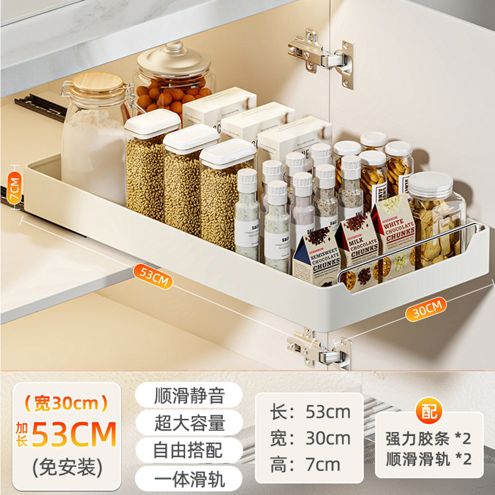 Kitchen pull-out rack under sink pull basket cabinet drawer crevice storage box artifact cabinet bowl rack