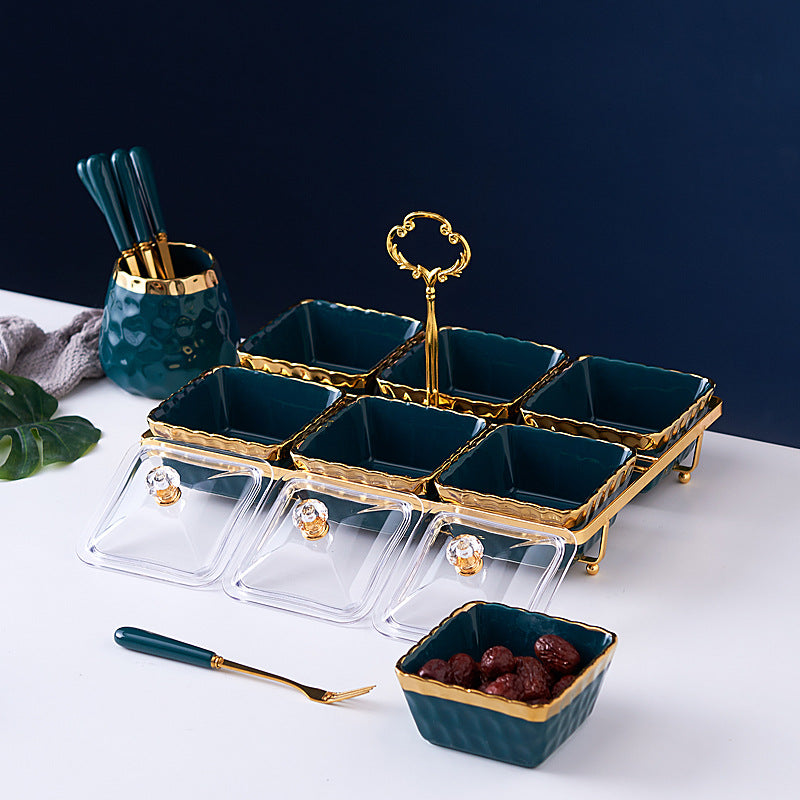 ceramic fruit platter assortment - restaurant, ktv, hotel creative dried fruit plate, dim sum compartmented tray, snack dish set