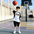 Kids'  short-sleeve & shorts set - trendy boys' basketball outfit - mid-to-large size - new summer sports two-piece set for boys