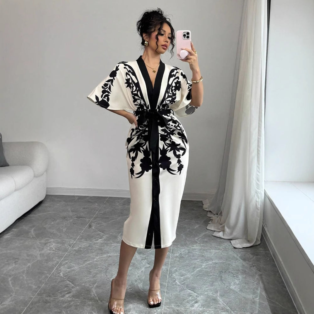 European and american fashion  new arrival: cross-border retro style positional print slit cuff cardigan top - women's long sleeve outerwear