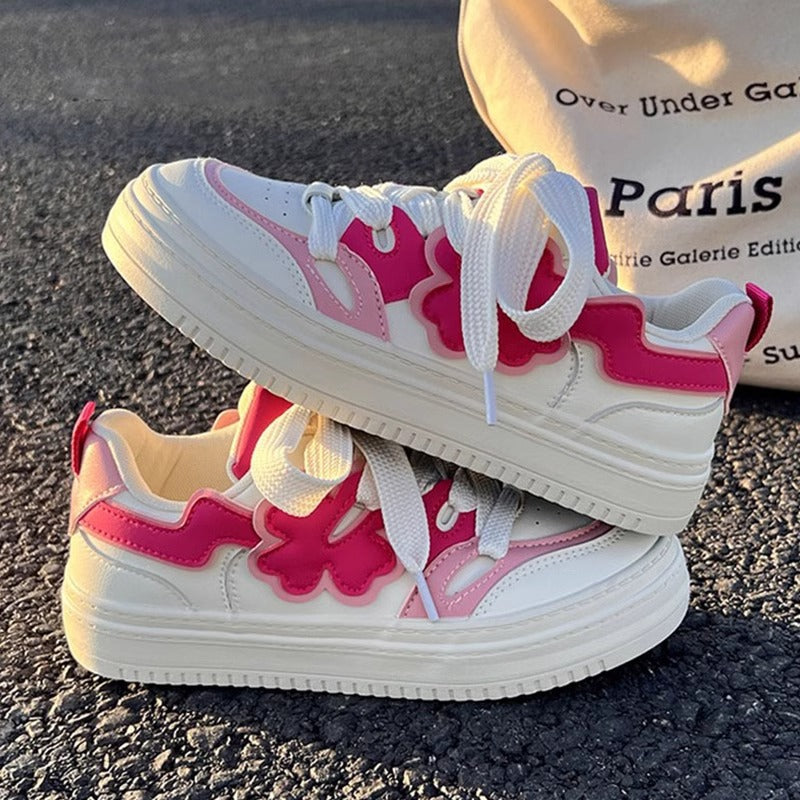 White shoes women's 2026 spring & fall new platform canvas sneakers - creamy, unique, and versatile casual skate shoes