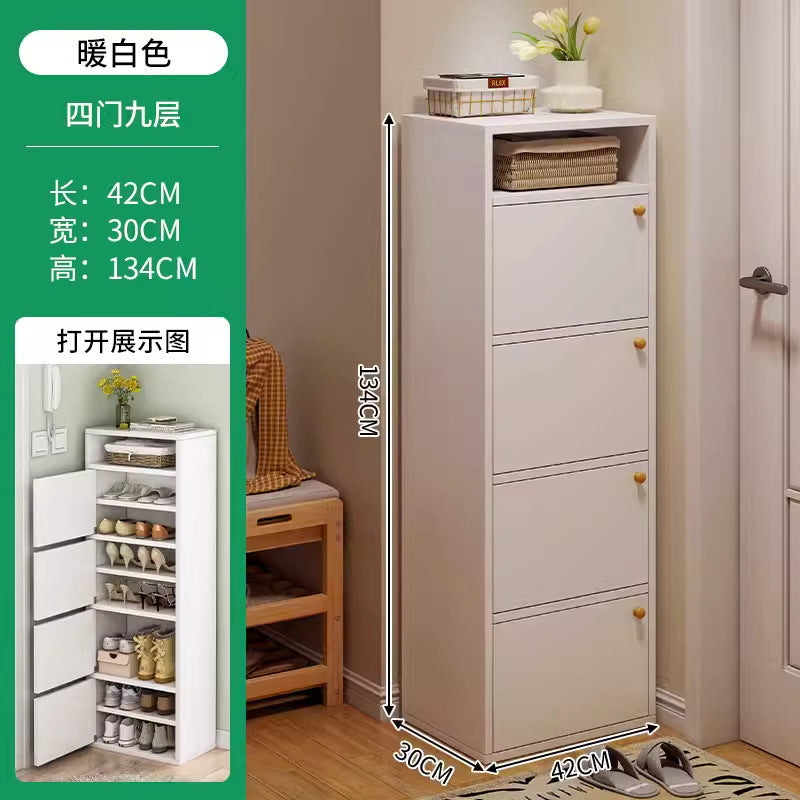 Narrow shoe cabinet Home door shoe rack Large capacity dustproof Simple shelf Corner storage Foyer cabinet Large shoe box