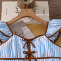hot-selling children's clothing 26 spring and summer new arrivalfashionretrostripes suspender backless waist large swing girldress