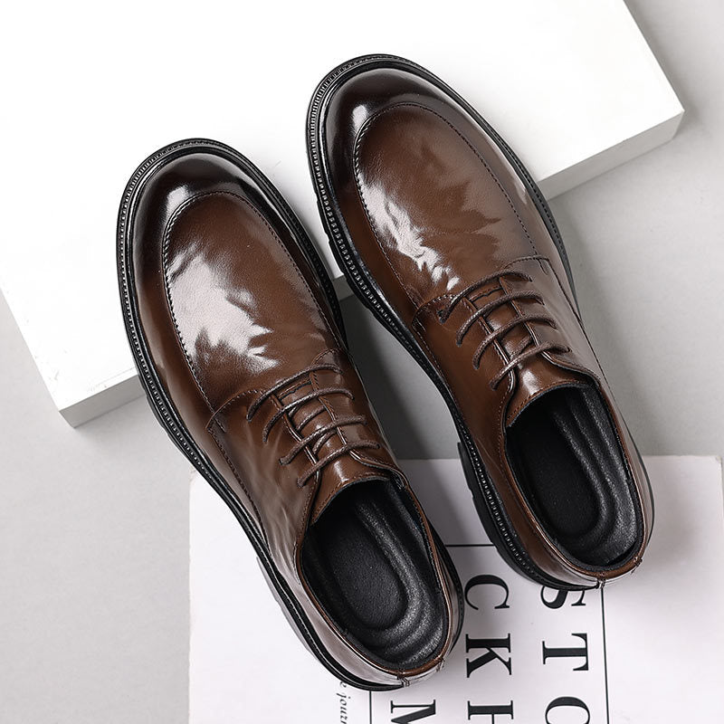 Genuine leather men's dress shoes - business casual, soft sole, soft upper, new formal shoes for work, everyday wear, groom, and wedding