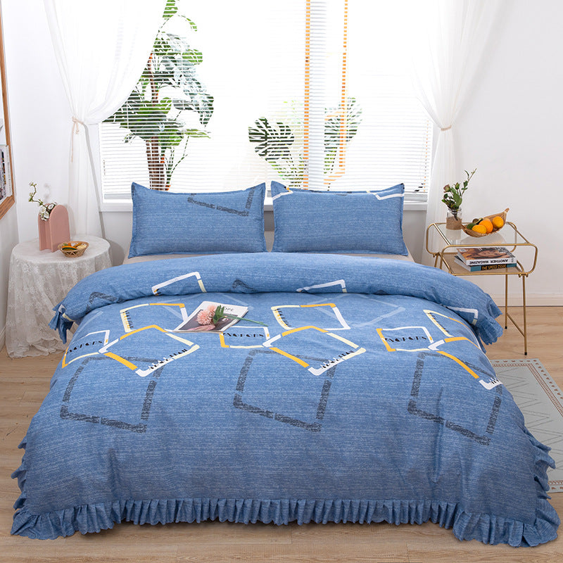 Korean style lace duvet cover, king size 220*240cm, princess duvet cover, student dorm single duvet cover, cartoon wedding bedding