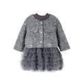 Girls' outfit set -  winter collection: stylish sequin two-piece set with quilted jacket and fleece-lined dress